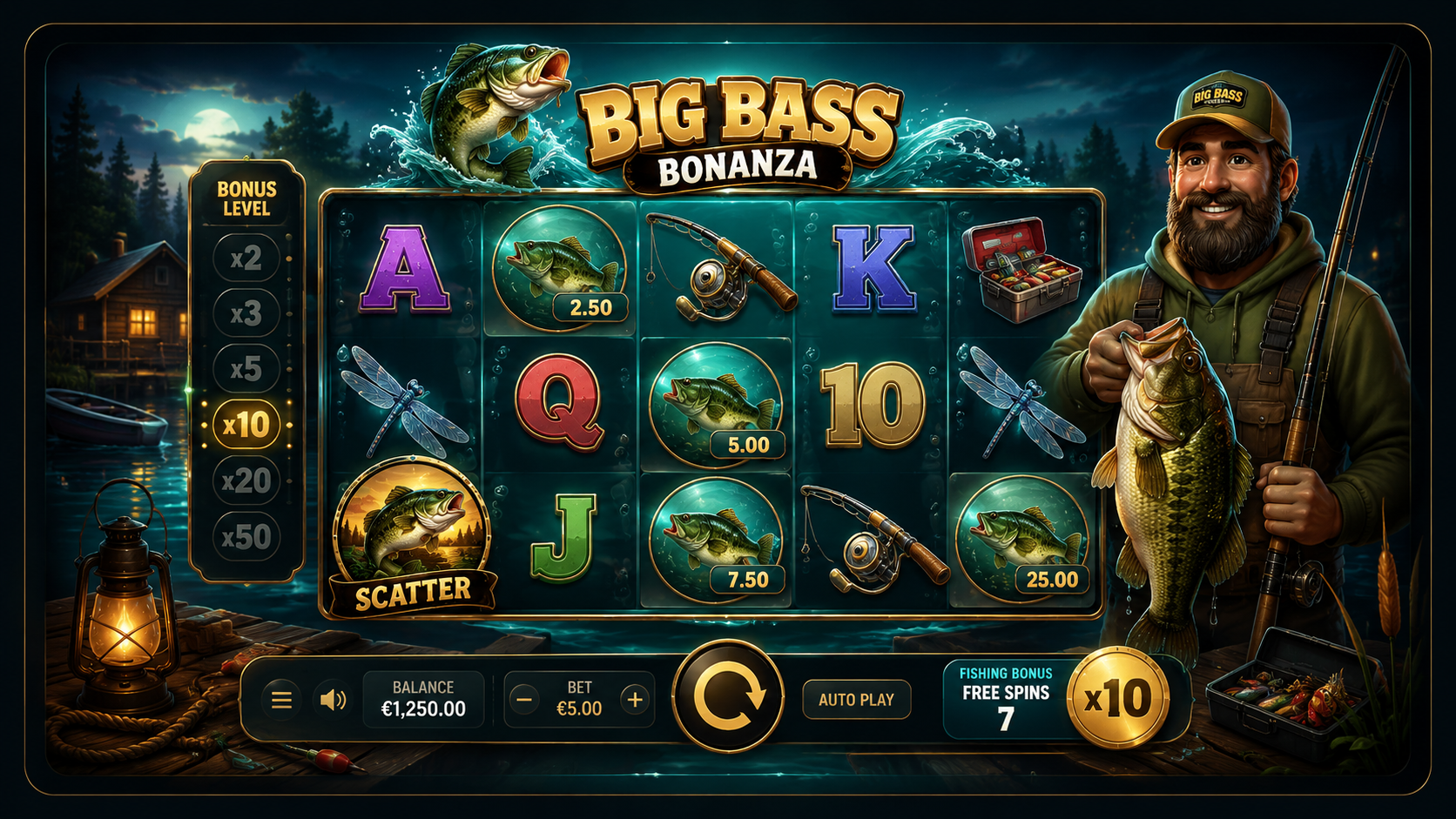 Big Bass Bonanza demo oyun ekranı önizlemesi